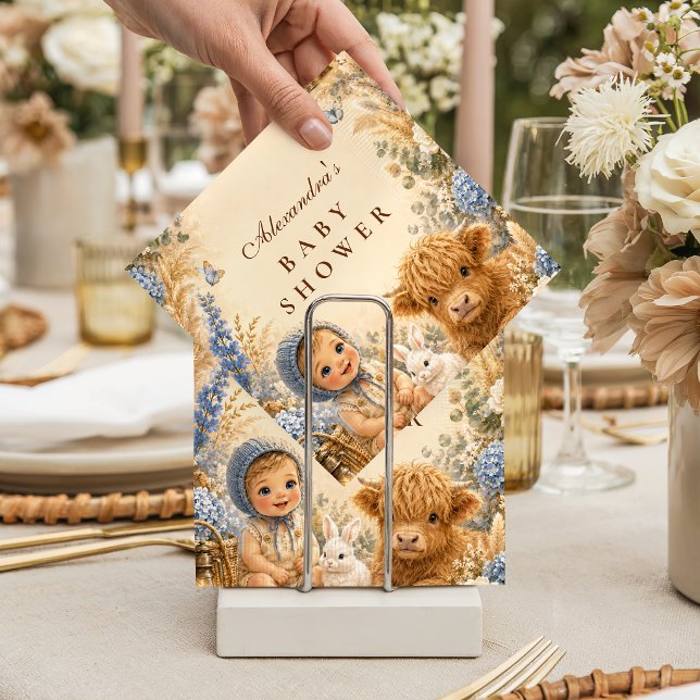 Servilleta De Papel Chorreada Azul Boho Baby Shower (Subido por el creador)
