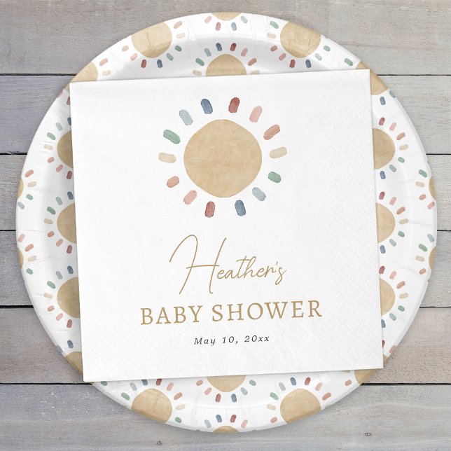Servilleta De Papel Chorreada de bebé Boho Sun (Boho Sun Baby Shower Napkins
)