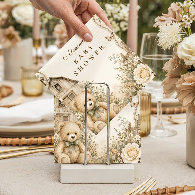Servilleta De Papel Chorreada de Bebé del Oso Teddy Rústico Atemporal (Subido por el creador)
