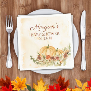 Servilleta De Papel Chorreada de Otoño Rústica de Calabaza Baby Shower