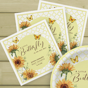 Servilleta De Papel Chorreado de Acuarela de Girasoles y Mariposas par