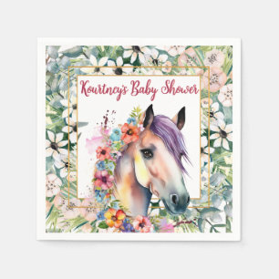 Servilleta De Papel Chorreado Floral Caballo Baby Shower 