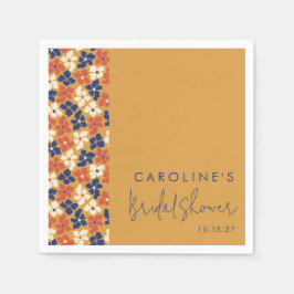 Servilleta De Papel Chorreado Mostaza Azul Botánico Despedida de Solte