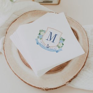 Servilleta De Papel Chorreado Prep de Monograma Costero para Baby Show