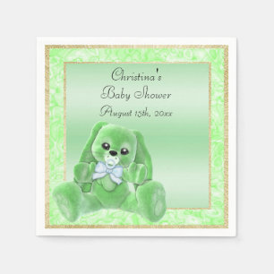 Servilleta De Papel Chorreante Cumpleaños de Conejo Verde Adorable