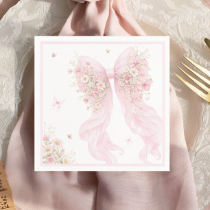 Servilleta De Papel Chorreo de Bebé Mariposa de Lazo Rosa Elegante