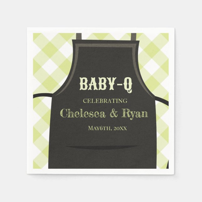 Servilleta De Papel Chorreo de Gingham Baby shower  (Anverso)