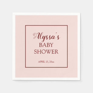Servilleta De Papel Chorreo Rosa Burdeos Baby Shower Tradicional