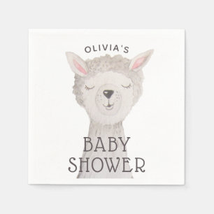 Servilleta De Papel Chorrito de Llama para Baby Shower   Alpaca Acuare