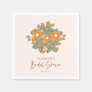 Servilleta De Papel Chorro Amarillo Boho Retro Floral Despedida de Sol