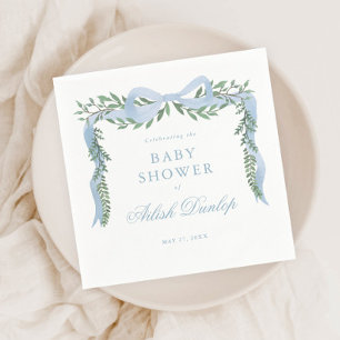 Servilleta De Papel Chorro Azul Elegante con Ducha de Bebé Niño Verde