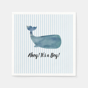 Servilleta De Papel Chorro Azul Raya Baby Shower Ahoy es un Niño