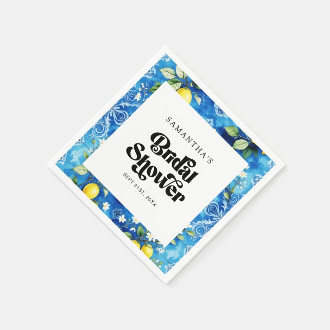 Servilleta De Papel Chorro de Acuarela Azul Costero para Despedida de  (Borde)