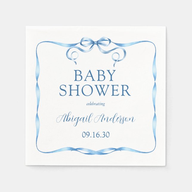 Servilleta De Papel Chorro de agua azul Baby Shower (Anverso)