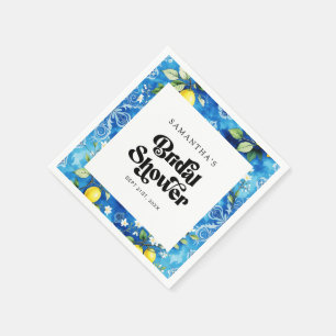 Servilleta De Papel Chorro de Agua Azul Costero Acuarela Limón Citrus 