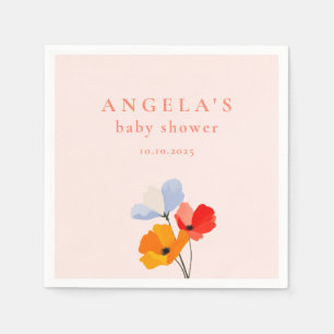 Servilleta De Papel Chorro de Amapola Floral Baby Shower