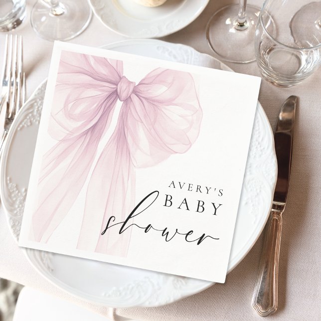 Servilleta De Papel Chorro de Bebé de Lazo Rosa Elegante (Subido por el creador)