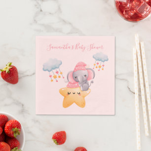 Servilleta De Papel Chorro de Bebé Elefante Rosa Personalizado