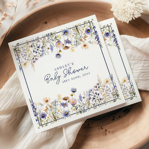 Servilleta De Papel Chorro de Flor Silvestre Azul Baño de Bebé Acuarel