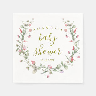 Servilleta De Papel Chorro de Flores Silvestres Elegantes para Baby Sh
