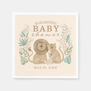 Servilleta De Papel Chorro de Safari León Niño Baby Shower