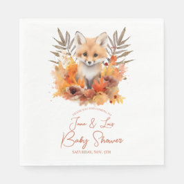 Servilleta De Papel Chorro de zorro de bosque acuarela Baby Shower