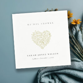 Servilleta De Papel Chorro Floral Verde Mínimo Dusky Corazón Despedida