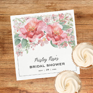 Servilleta De Papel Chorro Nupcial Floral Elegante Rosa