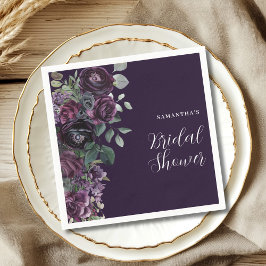 Servilleta De Papel Chorro Nupcial Floral Púrpura Oscuro