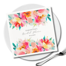 Chorro Nupcial Floral Rosa Moderno Acuarela