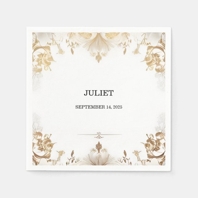 Servilleta De Papel Chorro Nupcial Formal Simple Clásico Blanco (Anverso)