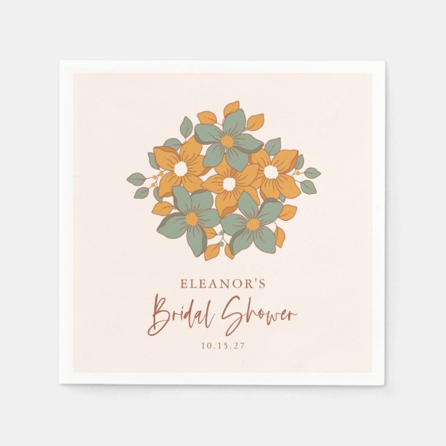 Servilleta De Papel Chorro nupcial personalizado floral retro boho ama (Anverso)