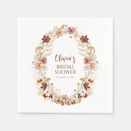 Servilleta De Papel Chorro Rústico Floral Burgundy Despedida de Solter