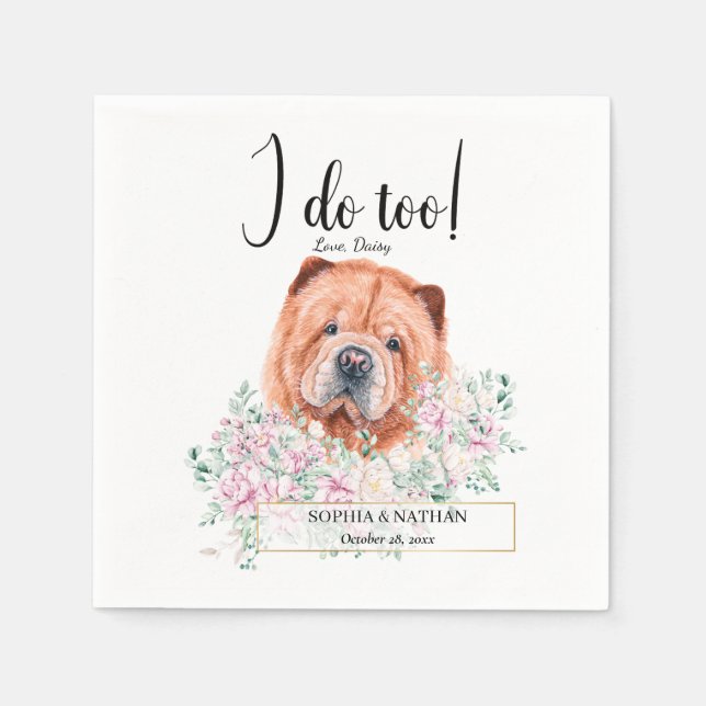 Servilleta De Papel Chow Chow Dog Boda Cocktail Napkins (Anverso)