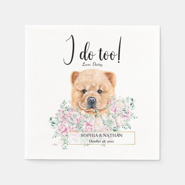 Servilleta De Papel Chow Chow Dog Boda Cocktail Napkins (Anverso)