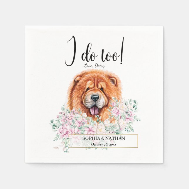 Servilleta De Papel Chow Chow Dog Boda Cocktail Napkins (Anverso)