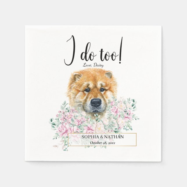 Servilleta De Papel Chow Chow Dog Boda Cocktail Napkins (Anverso)