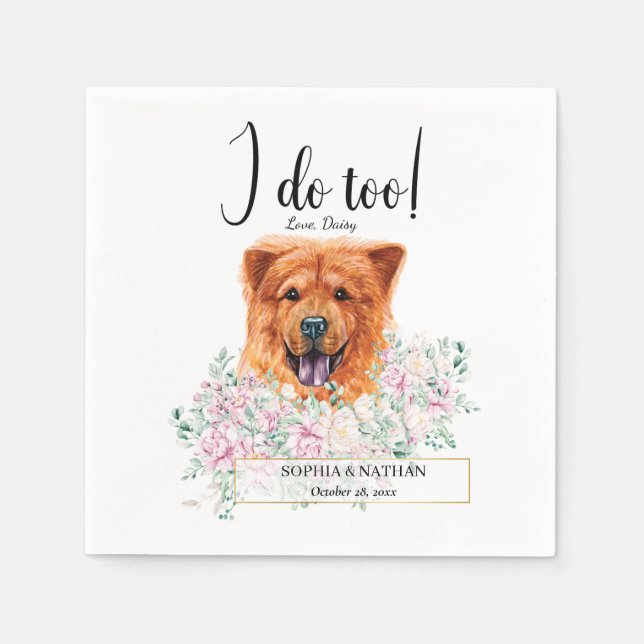 Servilleta De Papel Chow Chow Dog Boda Cocktail Napkins (Anverso)