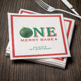 Servilleta De Papel Christmas 1st Birthday Party Merry Ornament