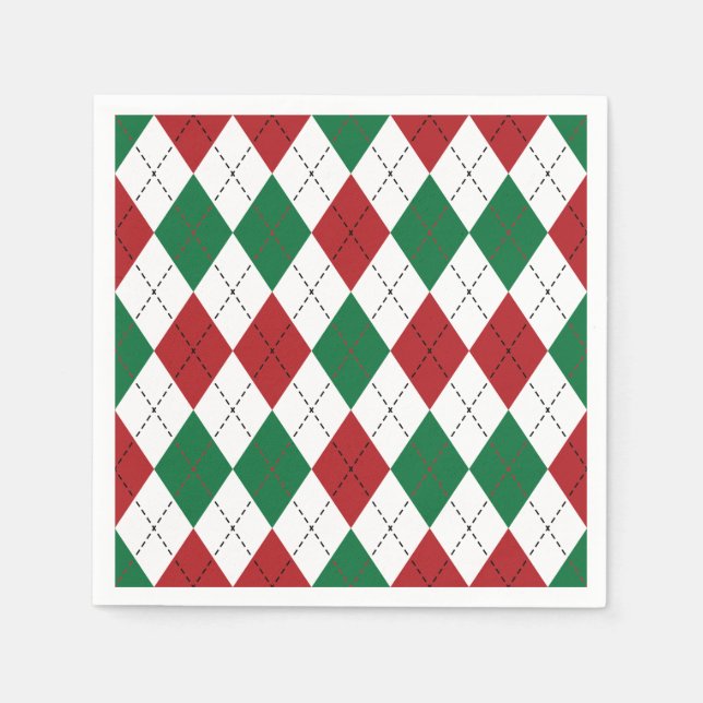 Servilleta De Papel Christmas Argyle Pattern Napkins (Anverso)