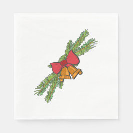 Servilleta De Papel Christmas Bell Print with Pine & red bow wall art