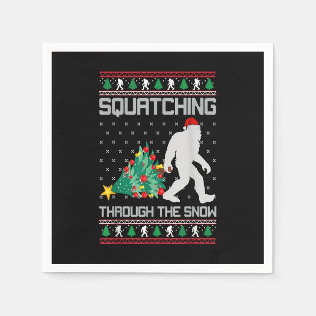 Servilleta De Papel Christmas Bigfoot Squatching Through The Snow (Anverso)