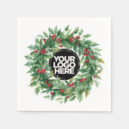 Servilleta De Papel Christmas Business Logo Holly Berry Wreath
