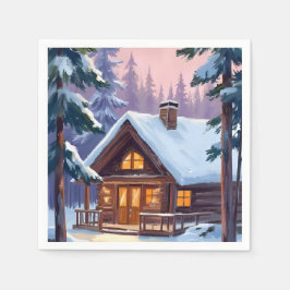 Servilleta De Papel Christmas Cabin Forest Winter Snow Holiday