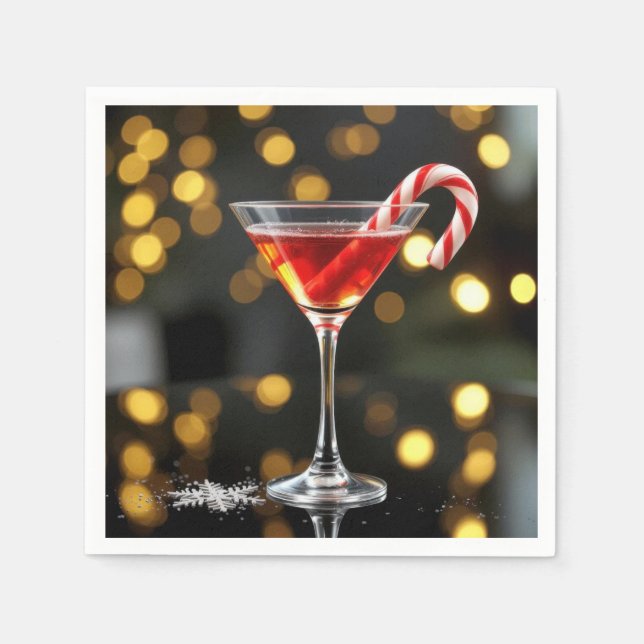 Servilleta De Papel Christmas Candy Cane In a Cocktail (Anverso)