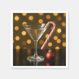 Servilleta De Papel Christmas Candy Cane On a Martini Glass