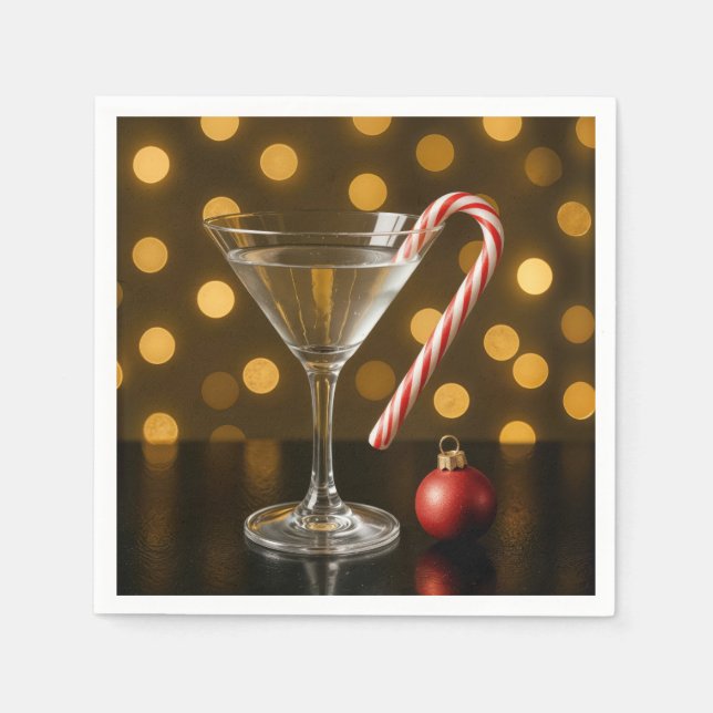 Servilleta De Papel Christmas Candy Cane On a Martini Glass (Anverso)