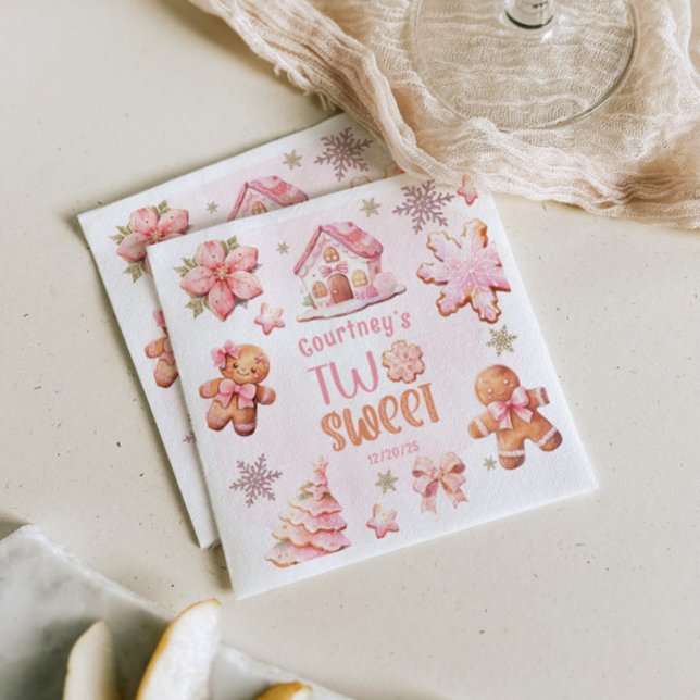 Servilleta De Papel Christmas Cookie Two Sweet 2nd Birthday girl pink (Subido por el creador)