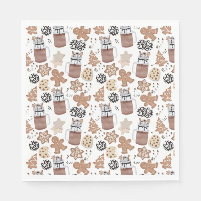 Servilleta De Papel Christmas Cookies and Hot Cocoa Holiday Baking (Anverso)