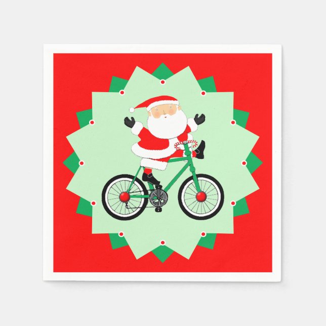 Servilleta De Papel Christmas Cyclist Holiday Biking Party (Anverso)